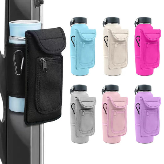 Fitness magnetic cup sleeve showing black colour variant with magnetic closure holding 1.5-litre water bottle