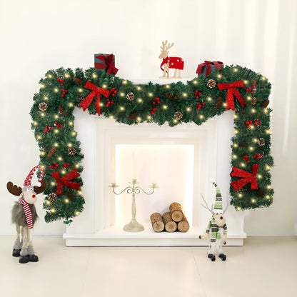 Christmas rattan decorative showcase with pine cone bow design in European style