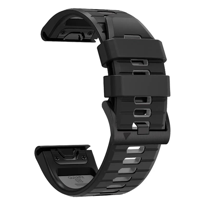 Two-colour quick release silicone strap for Garmin Fenix watches in Army Green Black and other colour options.