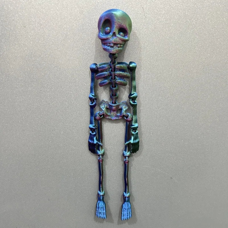 3D printed skull refrigerator magnet in luminous green colour, 18cm high Halloween decoration