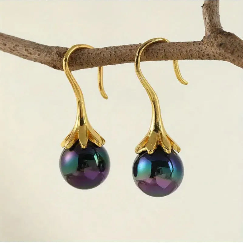 Gold retro geometric women's earrings with electroplated finish on alloy construction