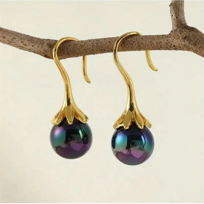 Gold retro geometric women's earrings with electroplated finish on alloy construction