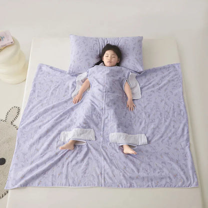 Anti-kick sleeping bag multifunctional cover blanket in summer colour option with antibacterial fibre filling