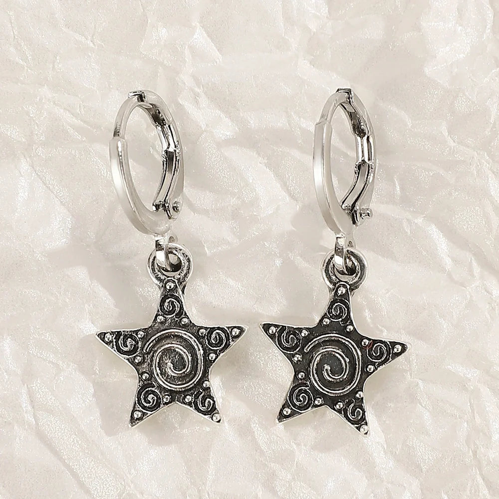 Women's geometric cross earrings with dripping oil treatment on 1.5cm pendant