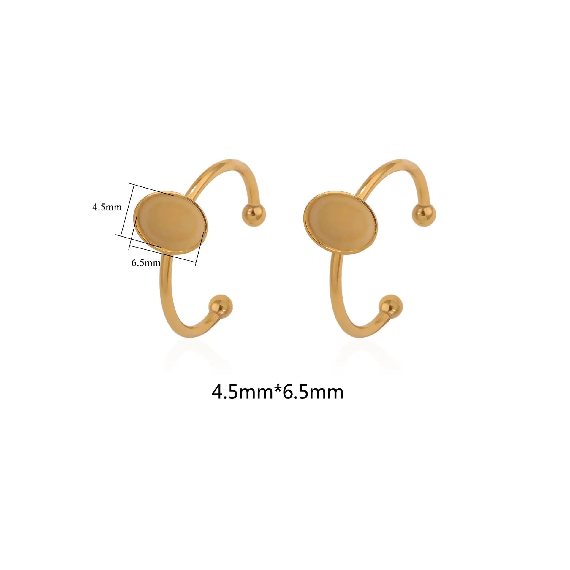 Stainless steel DIY ring setting with electroplated gold finish and totem pattern decoration