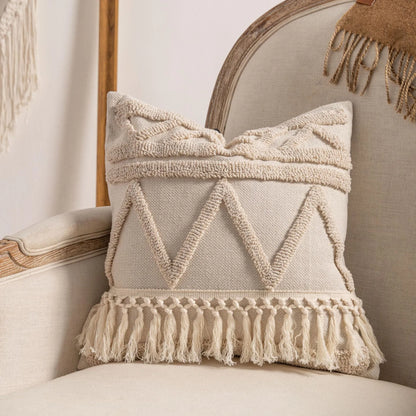 Knitted tassel sofa pillow cover in spiral dot pattern, 45x45cm size with PP cotton filler
