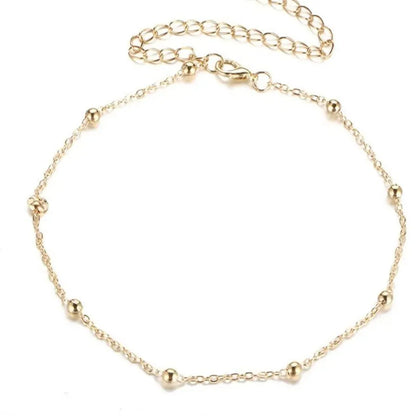 Women's adjustable Bohemian anklet with geometric pendant on twisted chain in gold or silver finish