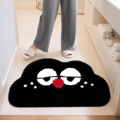Cartoon anime pattern bathroom mat in cashmere-like polyester fibre showing colour options and size variations