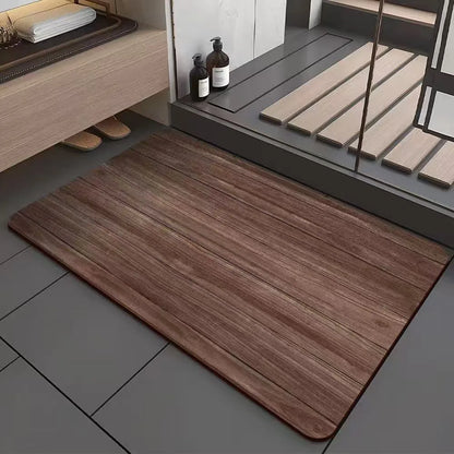 American-style wood grain bathroom floor mat with geometric pattern in diatom ooze material, non-slip and antifouling