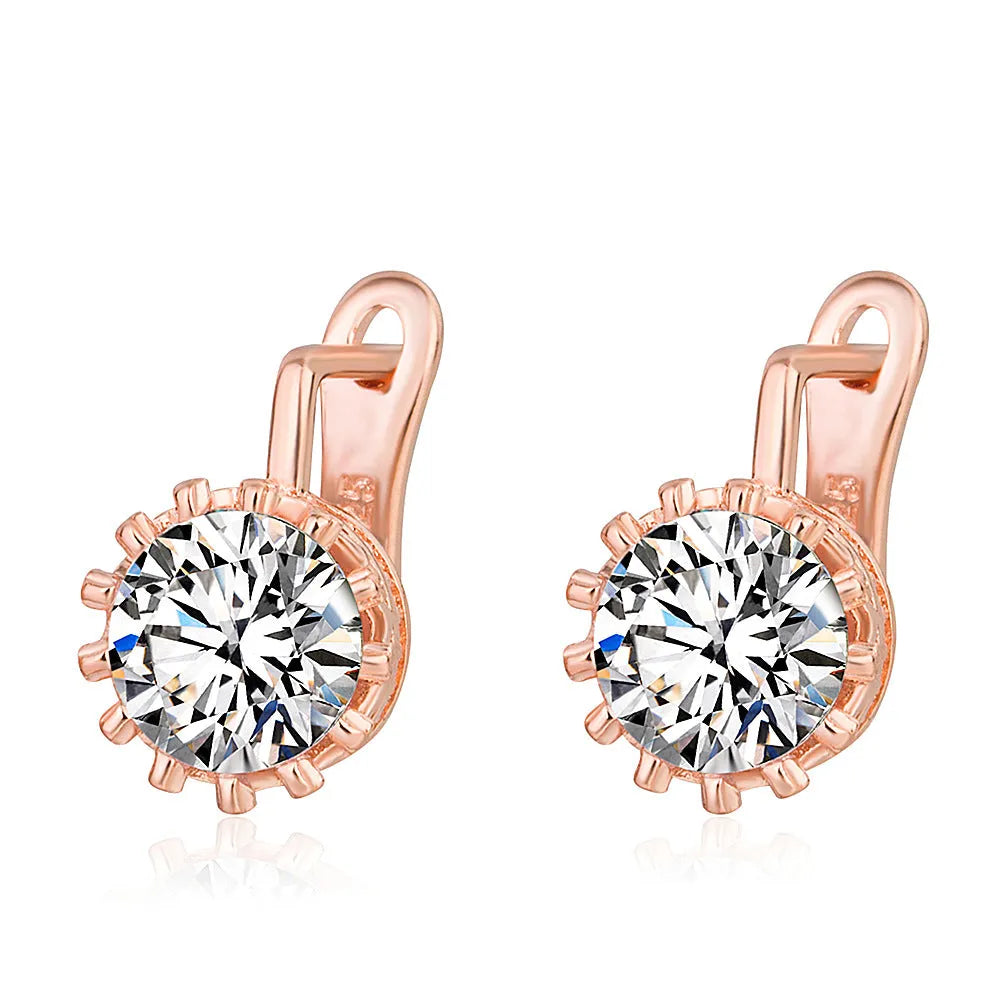 Korean Retro Crown Earrings Ear Clip in copper with crown shape and ear clip mechanism