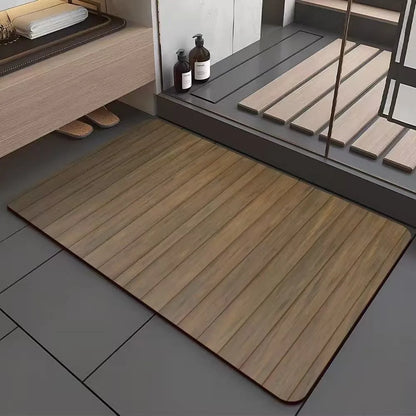 American-style wood grain bathroom floor mat with geometric pattern in diatom ooze material, non-slip and antifouling
