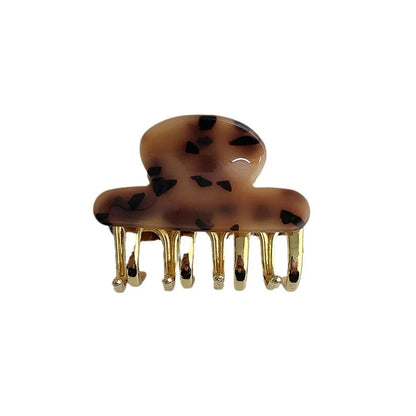 Retro acetate geometric hair barrettes with metal grip closure in medium size