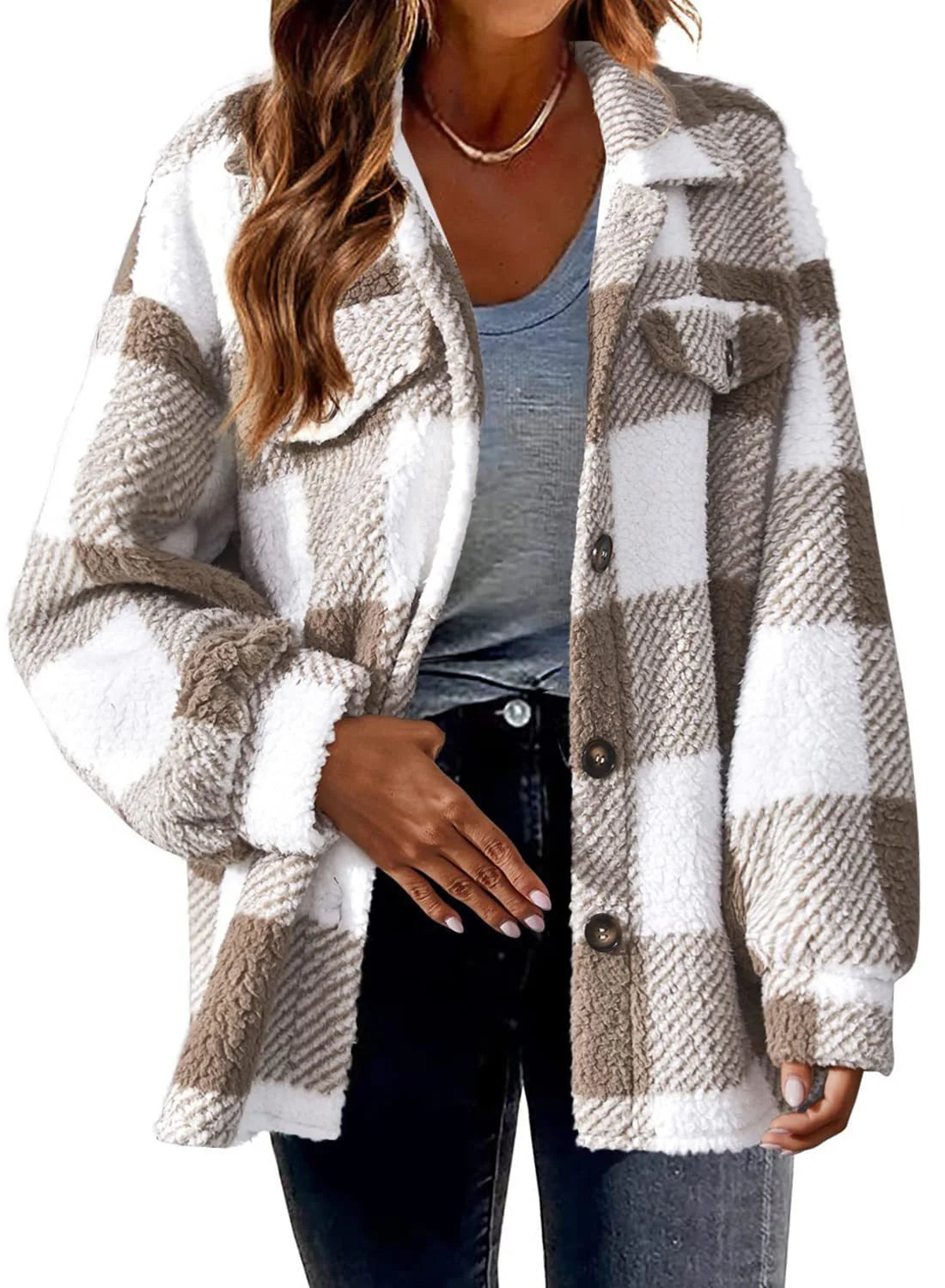 Cozy, plush women's jacket with stylish striped pattern in a variety of color options
