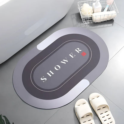 Diatom mud bathroom mat 400x600mm with natural grey colour and non-slip backing