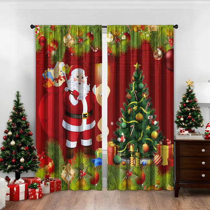 3D digital printed Christmas curtains with festive pattern, available in two sizes with high sunshade function