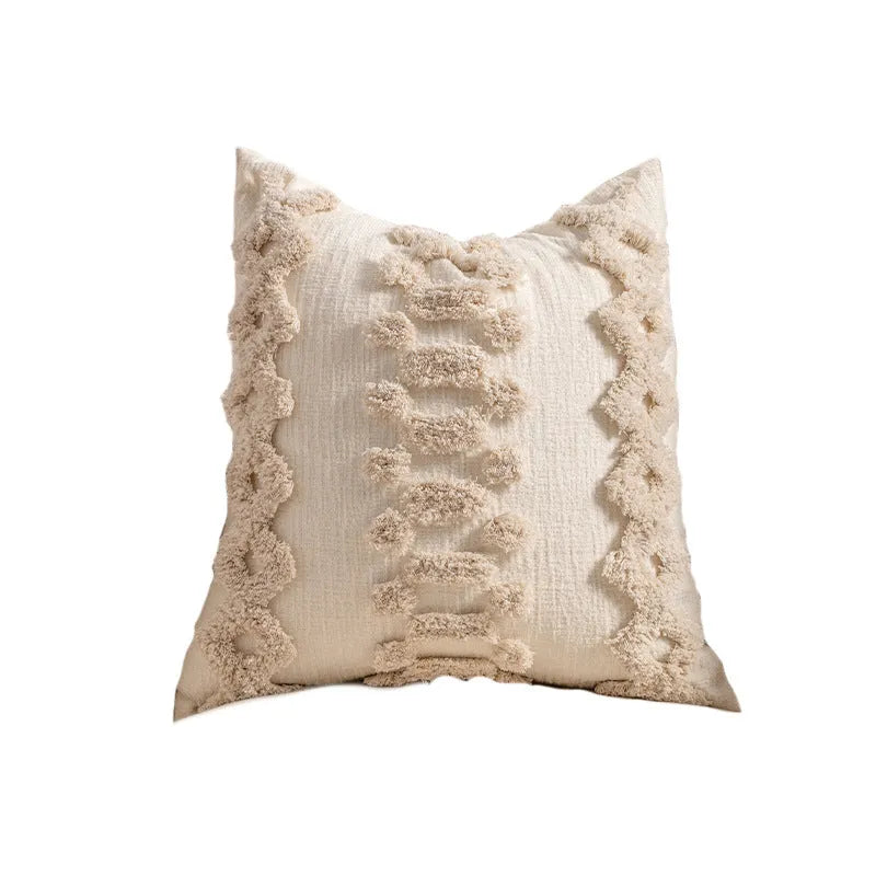 Knitted tassel sofa pillow cover in spiral dot pattern, 45x45cm size with PP cotton filler