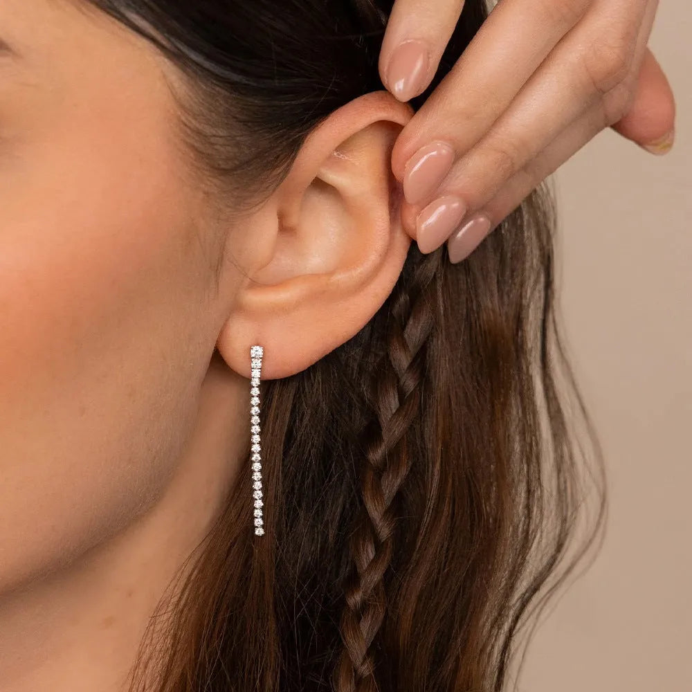 Geometric zircon earrings with Chinese style lines in stainless steel, gold and steel colour options