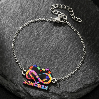 Stainless steel necklace and bracelet set with inspirational colour printing for female wear