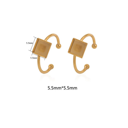 Stainless steel DIY ring setting with electroplated gold finish and totem pattern decoration