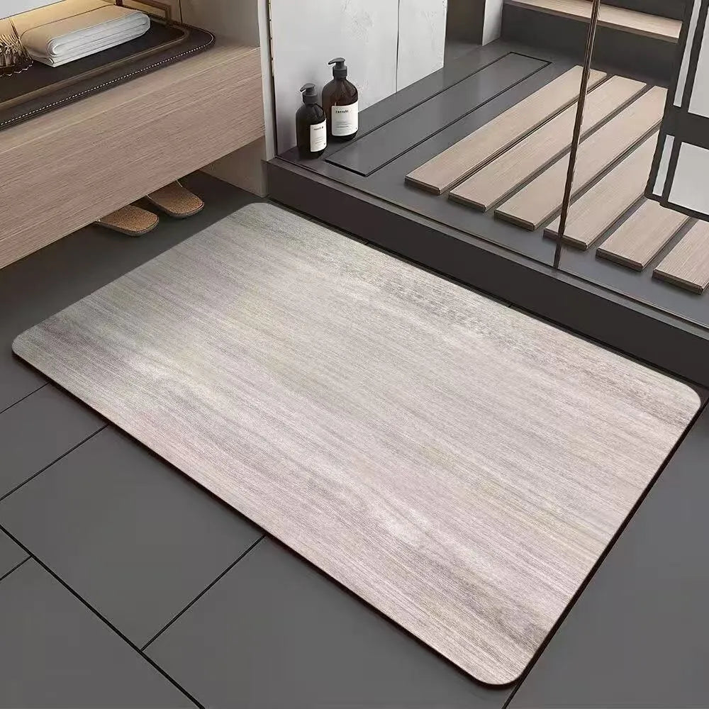 American-style wood grain bathroom floor mat with geometric pattern in diatom ooze material, non-slip and antifouling