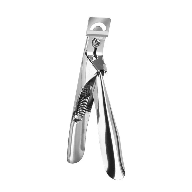 French U-shaped nail scissors with stainless steel blades and electrophoresis coating in black, titanium, or silver handle options