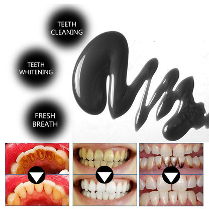 Bamboo charcoal bright white toothpaste tube showing 30ml volume and dimensions of 3.2cm by 12.4cm