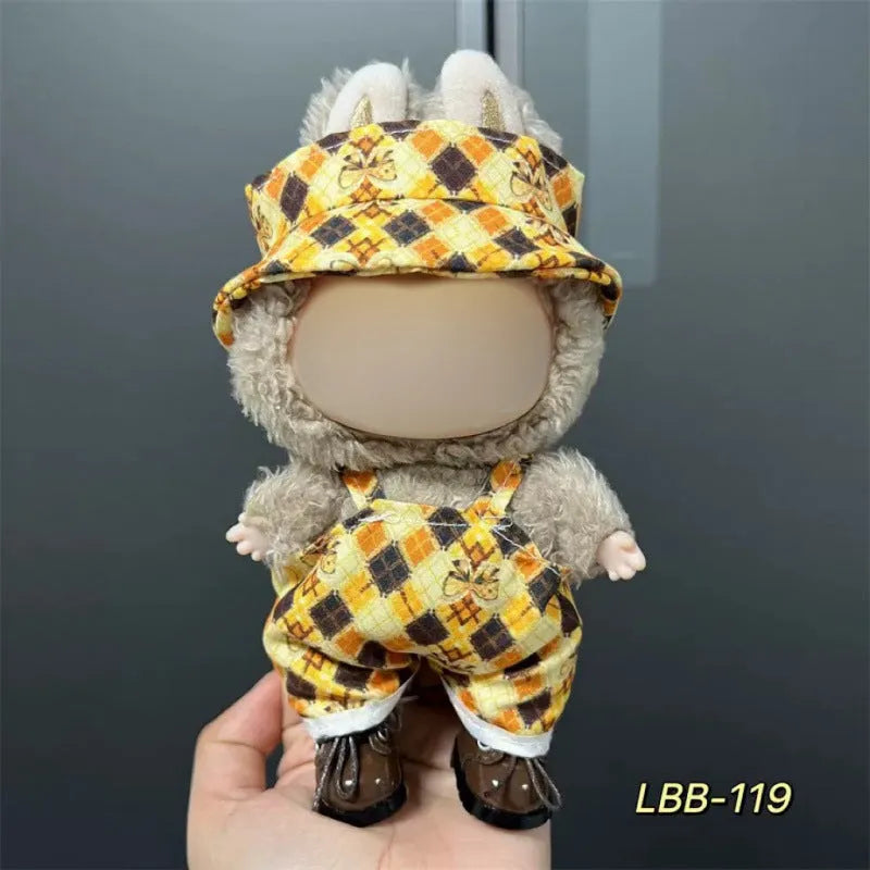 Plastic costume for 17cm vinyl doll in style LBB100 with size chart for fit guidance