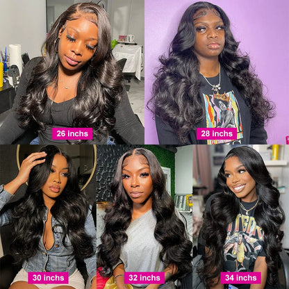 Black synthetic front lace wig with long curly hair and side bangs, showing natural hairline and 180 density volume