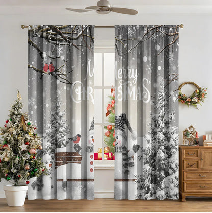 3D digital printed Christmas curtains with festive pattern, available in two sizes with high sunshade function