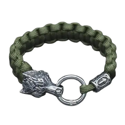 Stainless steel wolf head bracelet with camouflage colour and polished finish