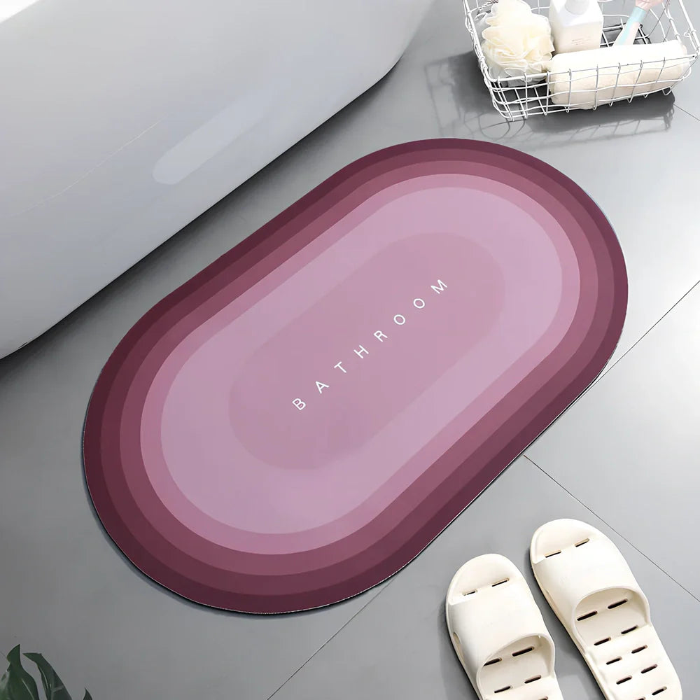 Diatom mud bathroom mat 400x600mm with natural grey colour and non-slip backing