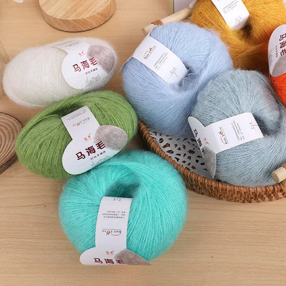 Mohair scarf DIY kit with wool ball and hand-weaving instructions for 180cm spring accessory
