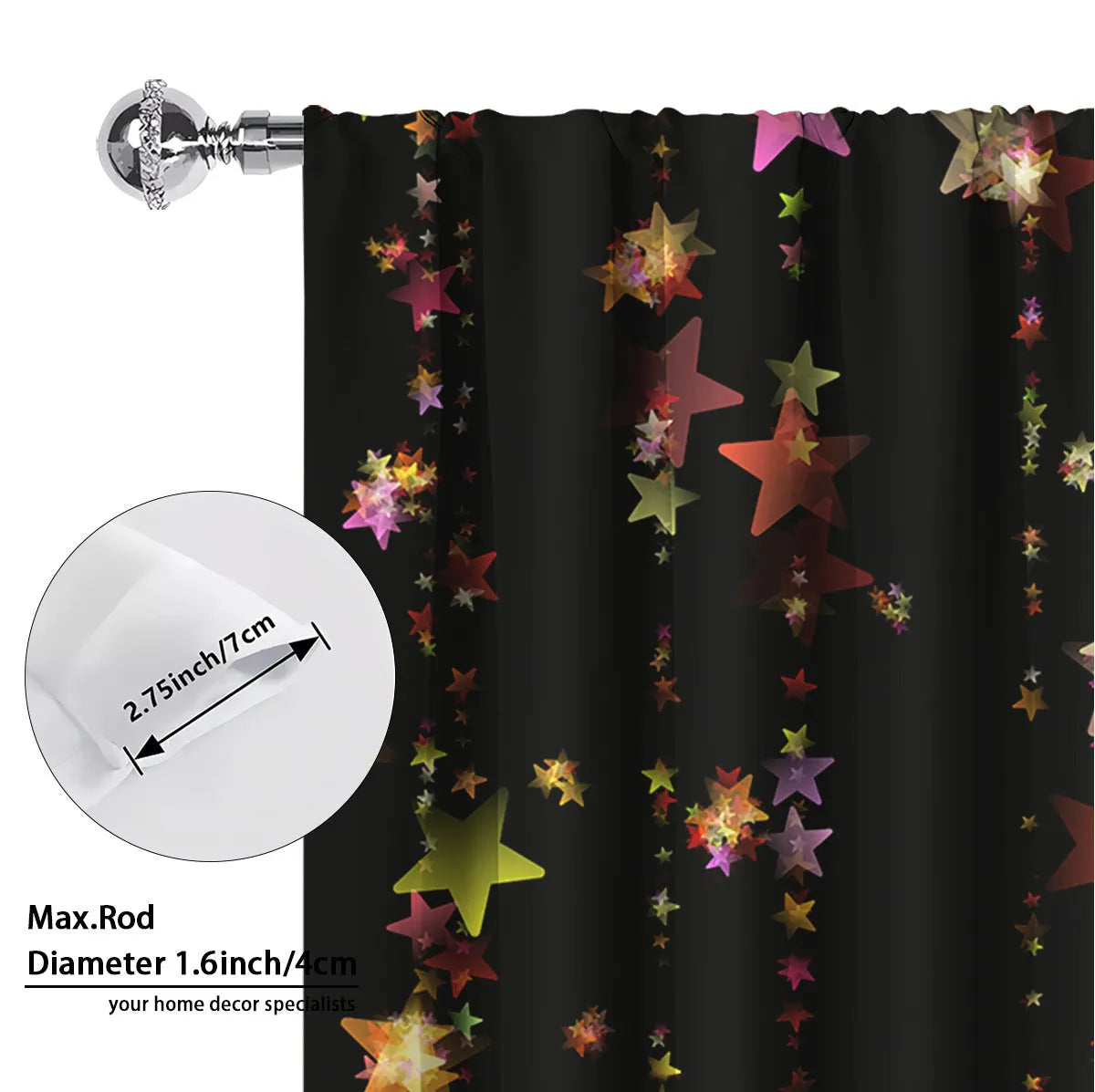 Pair of 3D digitally printed Christmas pattern curtains hung on a window.