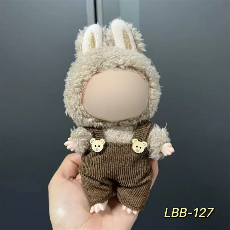 Plastic costume for 17cm vinyl doll in style LBB100 with size chart for fit guidance