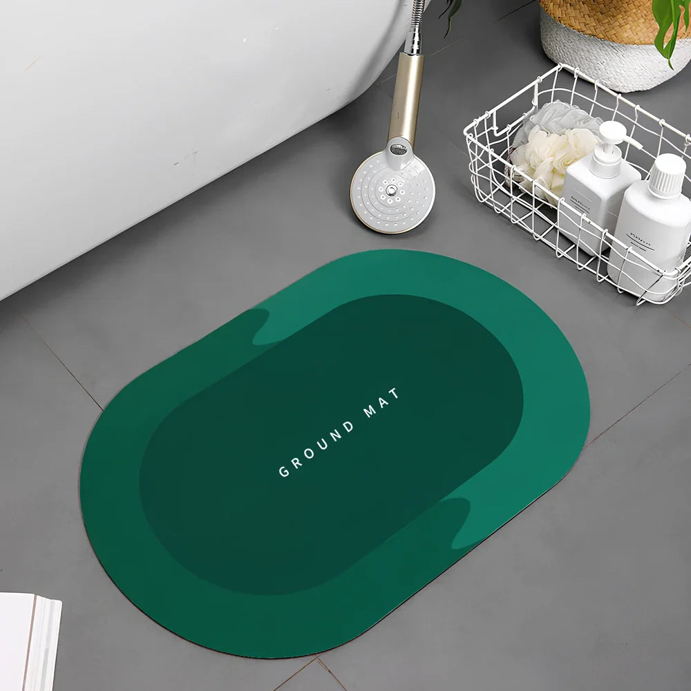 Diatom mud bathroom mat 400x600mm with natural grey colour and non-slip backing