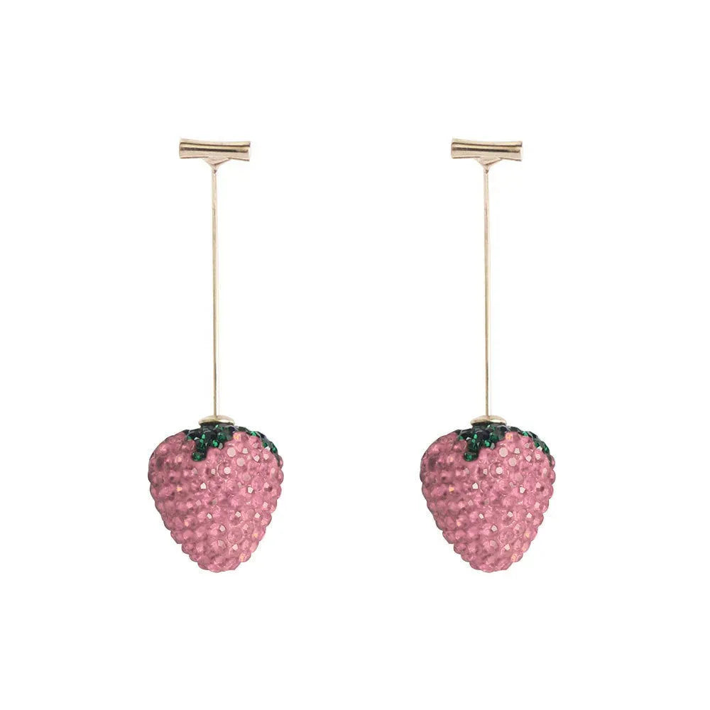 Geometric strawberry earrings with spot drill texture in six colour options on zinc alloy posts