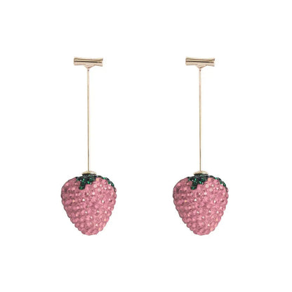 Geometric strawberry earrings with spot drill texture in six colour options on zinc alloy posts
