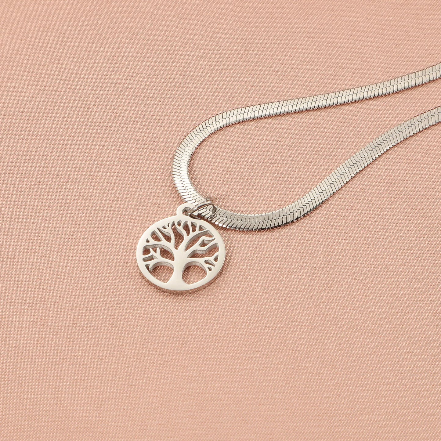 Adjustable stainless steel lucky tree clavicle chain necklace with titanium steel pendant
