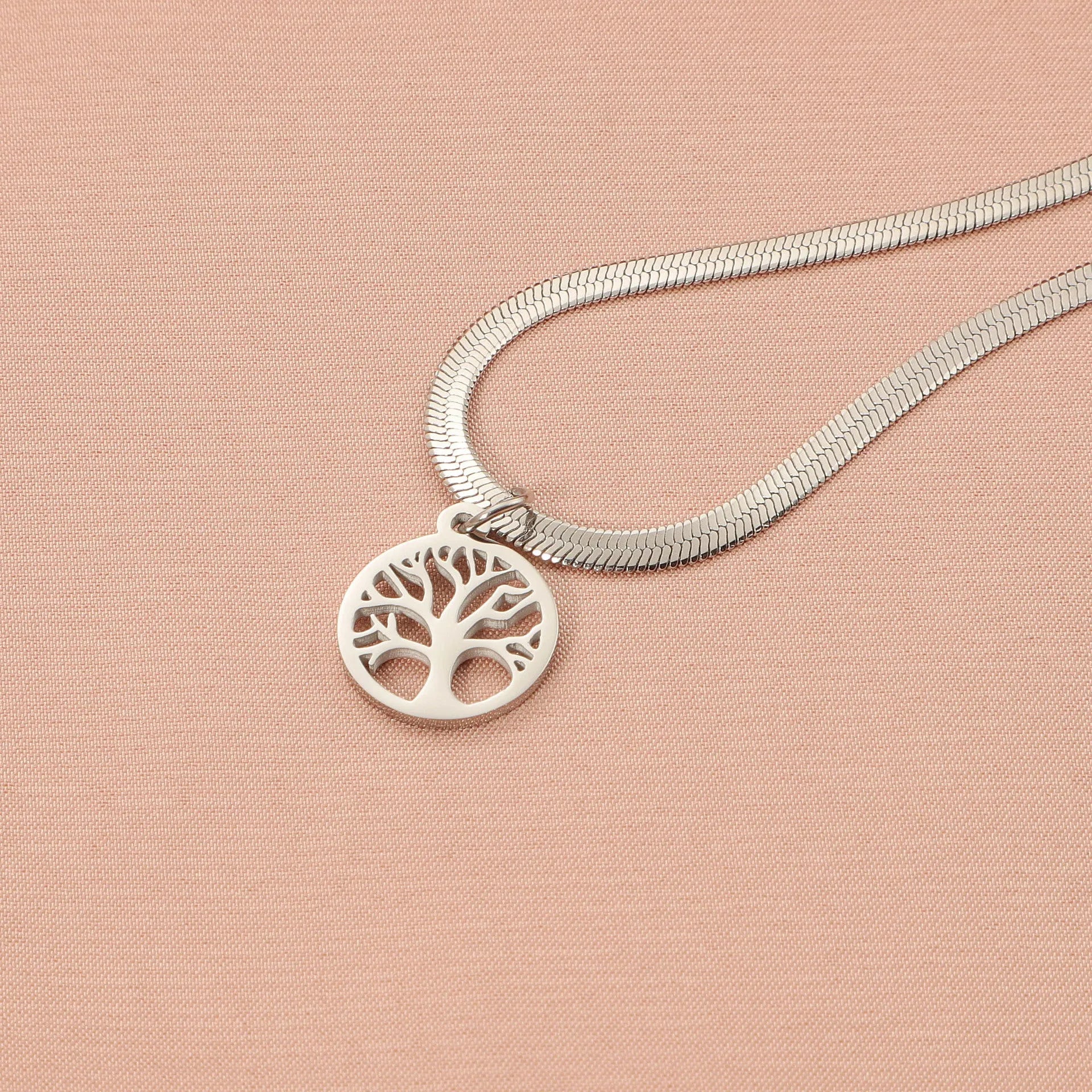 Adjustable stainless steel lucky tree clavicle chain necklace with titanium steel pendant