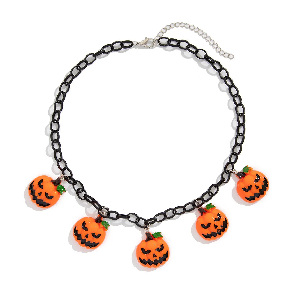 Halloween necklace with a cartoon ghost pumpkin acrylic pendant on a regular chain, in mixed colour 06705.