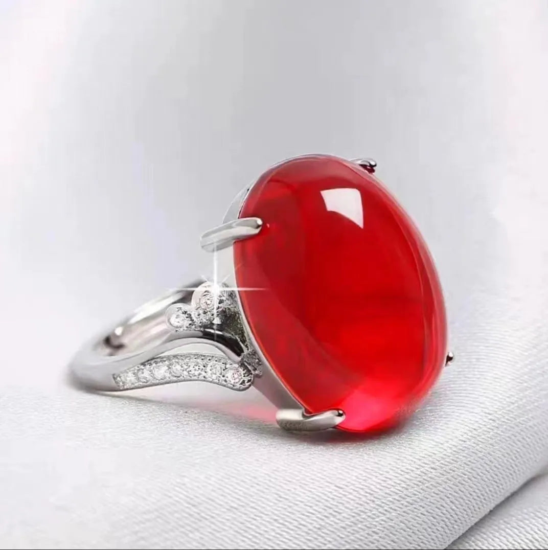 Adjustable alloy women's ring with geometric ethnic design in blue, green, red, yellow, or black.