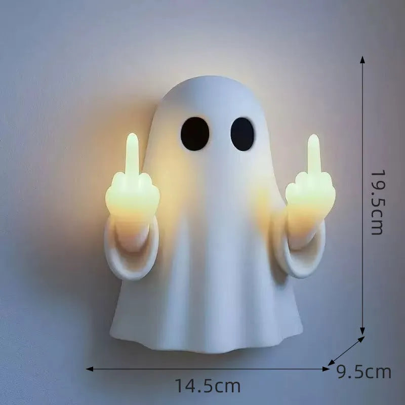 White plastic ghost statue night lamp for Halloween decorations with modern simple style