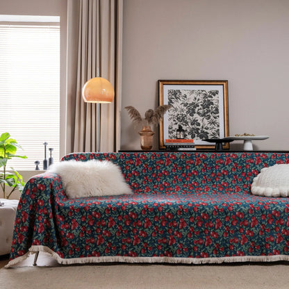 American country jacquard sofa cover with anti-hair scratch design in cherry white beard colour