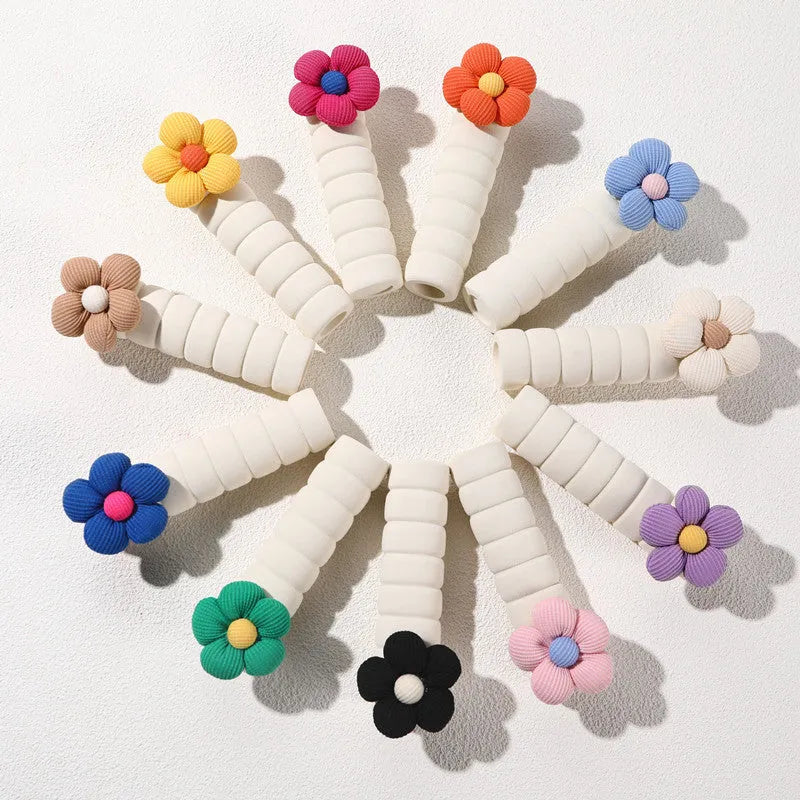 Flower door handle protective casing in beige colour with floral pattern, soft PEVA material, round shape for anti-collision