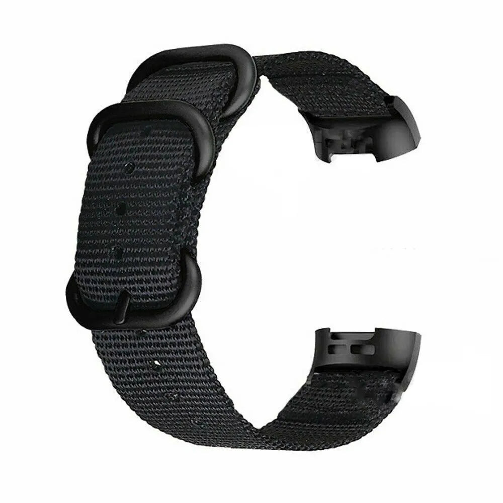 Army Green nylon three-ring buckle replacement strap for Fitbit Charge fitness tracker