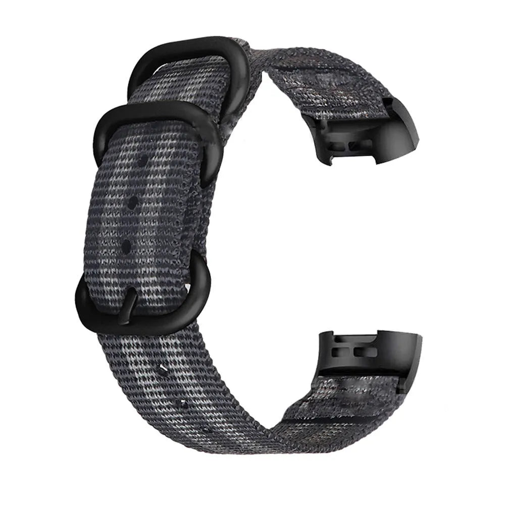 Army Green nylon three-ring buckle replacement strap for Fitbit Charge fitness tracker