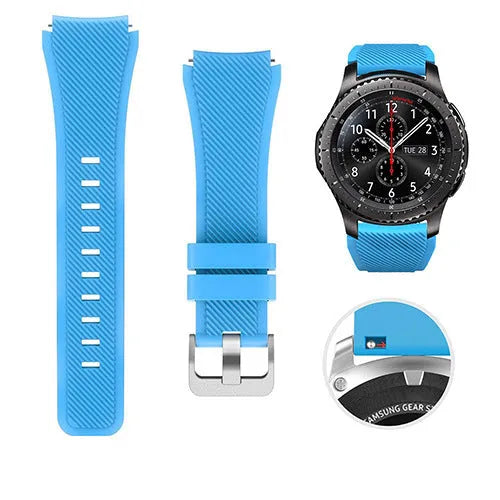 S3 Twill compatible silicone sports watch strap in multiple colours showing 125mm by 98mm dimensions