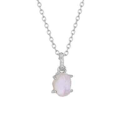 S925 sterling silver geometric moonstone pendant necklace with curb chain in gold plating