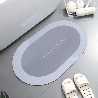 Diatom mud bathroom mat 400x600mm with natural grey colour and non-slip backing