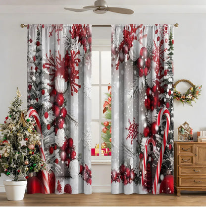 3D digital printed Christmas curtains with festive pattern, available in two sizes with high sunshade function